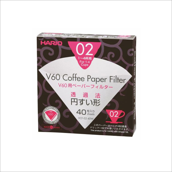 Hario V60 Paper Filters 02 Dripper 40 Sheets - Bleached