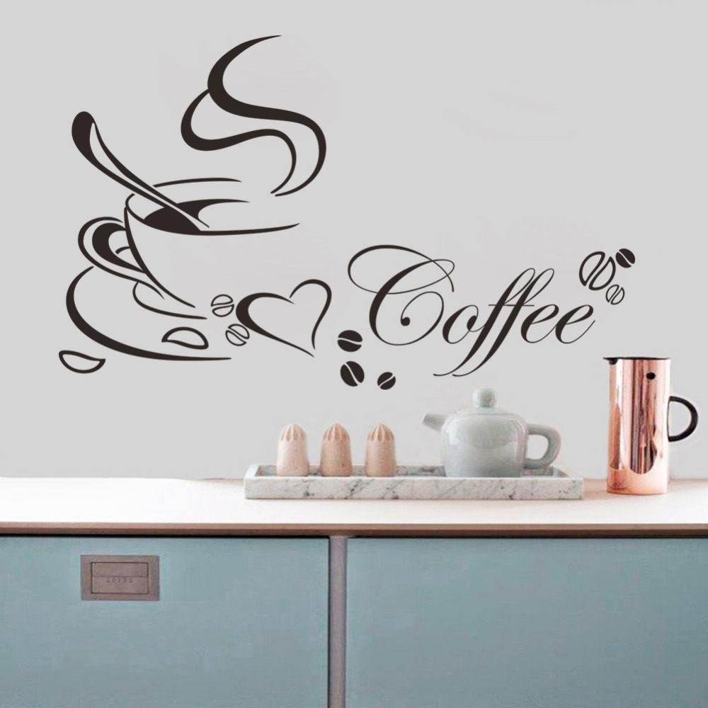 Home Decor,LSVTR Double Coffee Cups Removable Wall Decals Vinyl Stickers