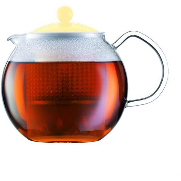 BODUM ASSAM Piston Tea Teapot - Lid + Plastic Filter - 1 L - Pastel Yellow